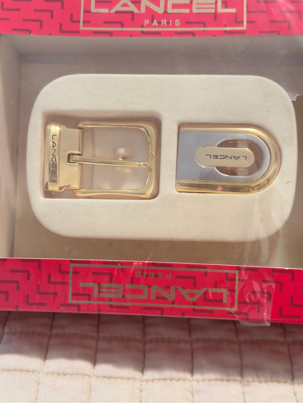 Lancel Paris Gold-Tone Men’s Belt Buckle Set